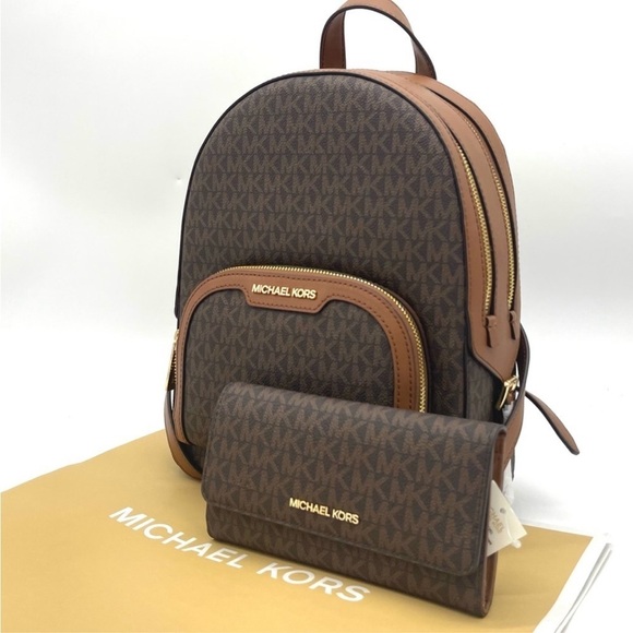 Michael Kors Signature Brown Backpack and Wallet main image 6